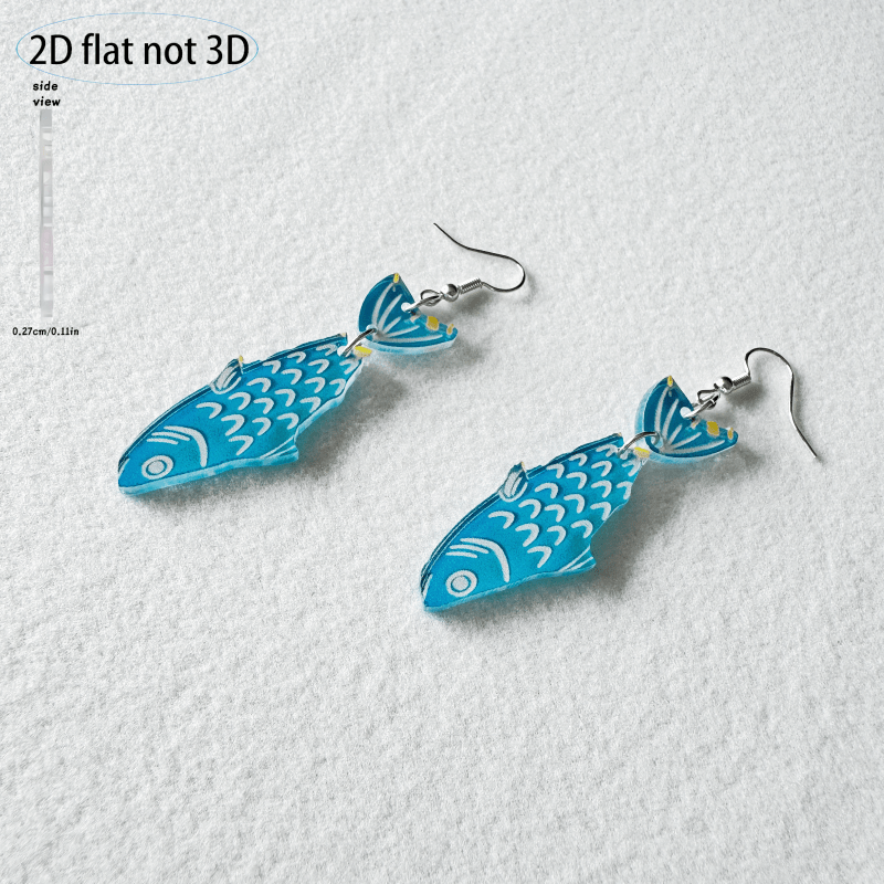 2pcs Vintage Fish-Shaped Pendant Earrings, Cute Daily Wear